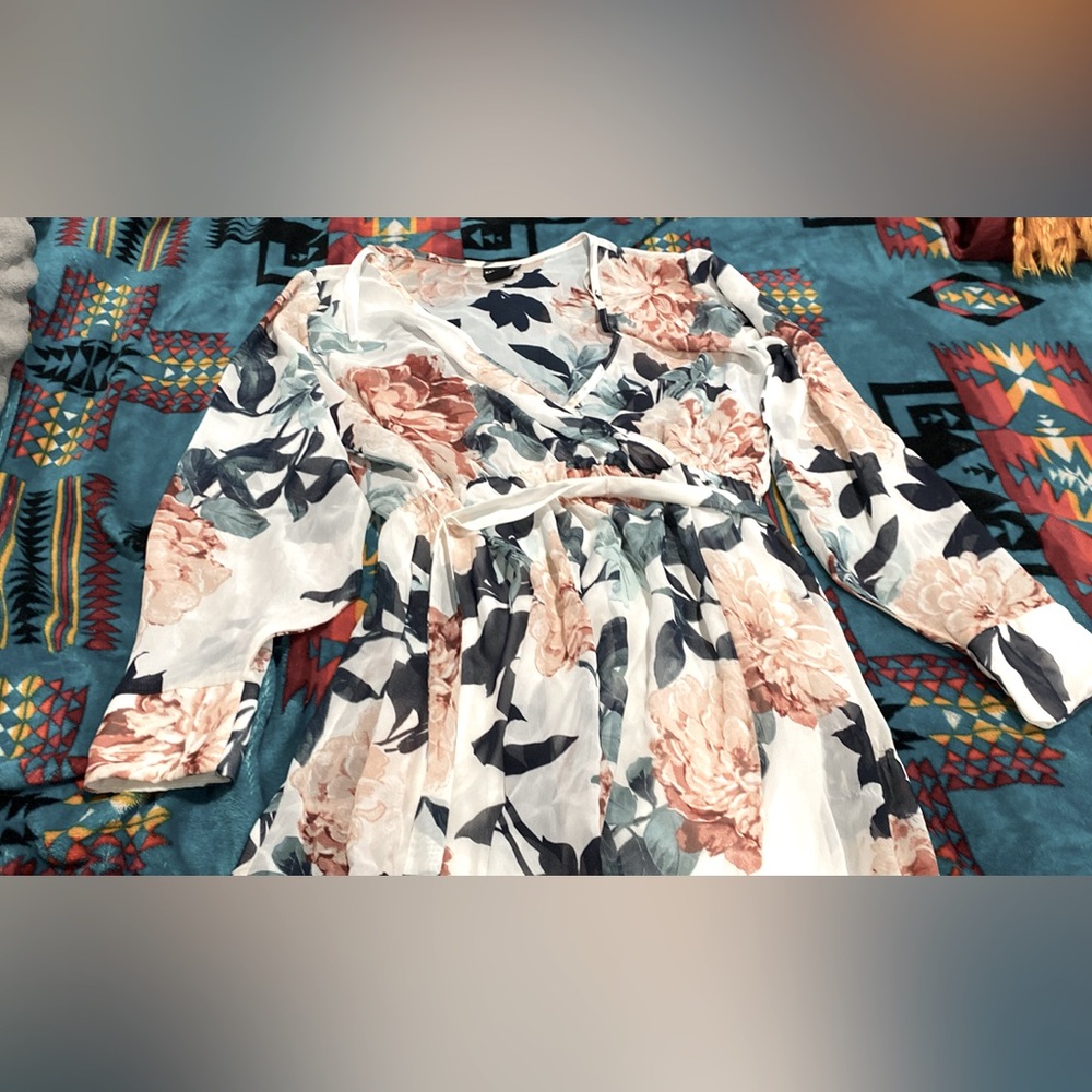 White floral sheer dress